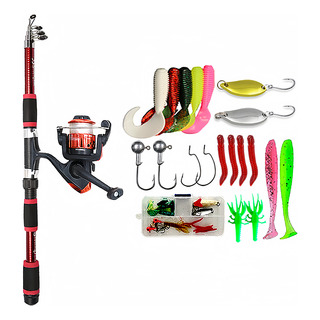 Caña De Pescar Telescópica Y Carrete Pesca Kit Con Señuelos Caña De Pescar Telescópica Y Carrete Pesca Kit Con Señuelos