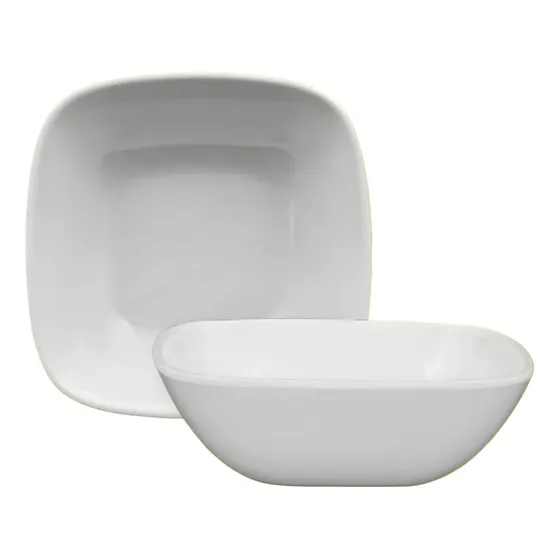 Plato Melamina Cuadrado 14cm X6 Unidades Color Blanco 313