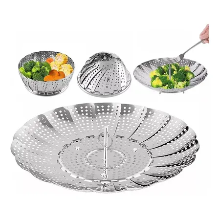 Cesto Cozimento A Vapor Inox Cozinhar Legumes Verduras Fruta Prata
