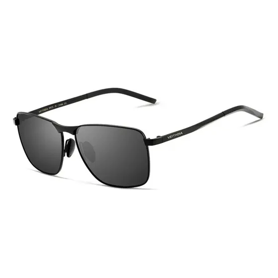 Anteojos de sol polarizados Veithdia Sol V2462 diseño Espejo armazón negro y lente gris oscuro
