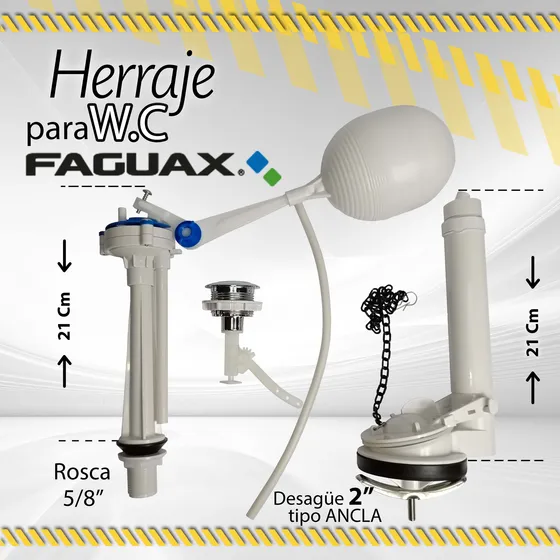 Herraje P/wc Faguax Blanco C/boton Sup 2 Descargas / 10579