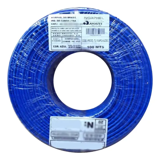  Cabo De Rede Cabo Cat5e Par Trançado Utp 100% Cobre 100 Mt