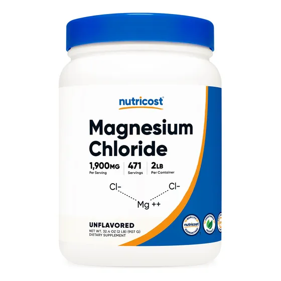 Suplemento Nutricost Cloruro De Magnesio 0,9 Kg Sin Gluten