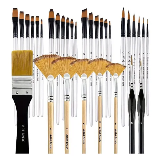 32 Pincéis Profissionais Para Aquarela E Guache