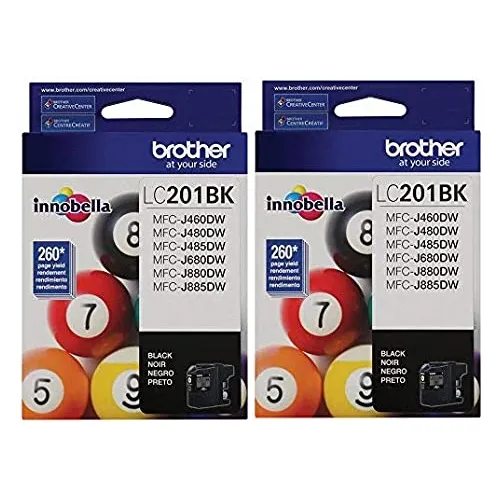 Brother Lc-201bk - Cartucho De Tinta (2 Unidades), Color Neg