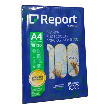 Papel Sulfite A4 75g 500 Folhas Branco Report Alta Performance