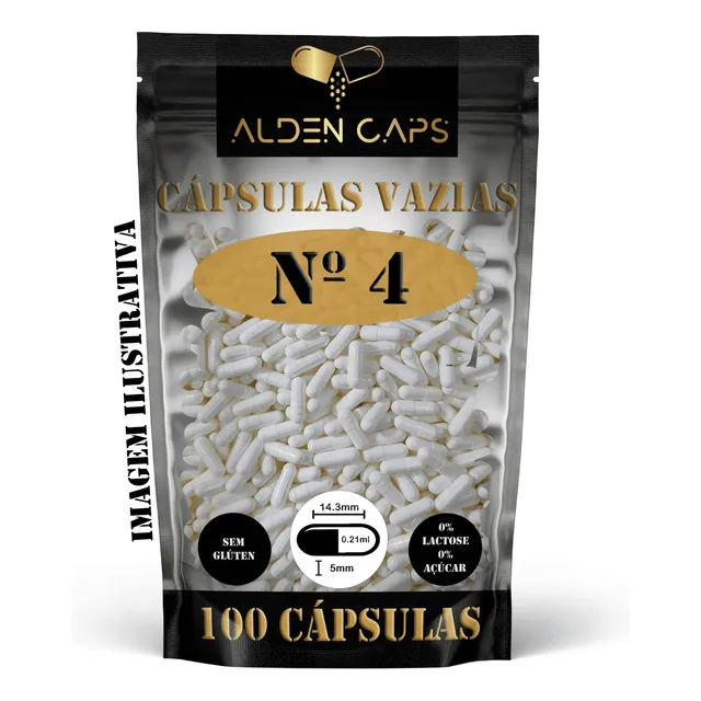 100 Cápsulas Vazias De Gelatina Nº 4 (100mg)