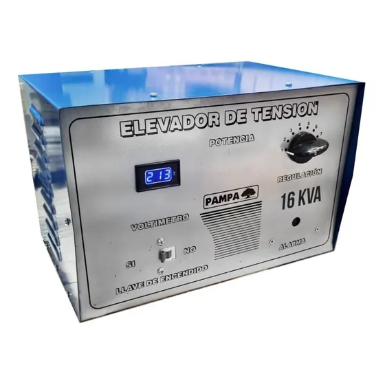 Elevador De Tensión Manual 16 Kva Pampa 80v A 220v Promoción Color Blanco/Azul