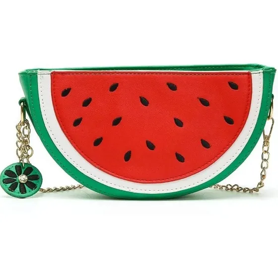 Cartera Bandolero De Cuero Forma De Fruta Patilla