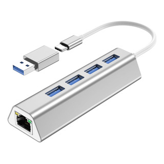 Adaptador Usb Ethernet C 3.0 Rj45 Red Lan Gigabit 5 En 1 Hub Adaptador Usb Ethernet C 3.0 Rj45 Red Lan Gigabit 5 En 1 Hub