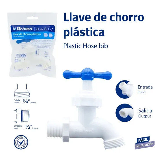 Llave Chorro Manguera Plástica 1/2 Griven