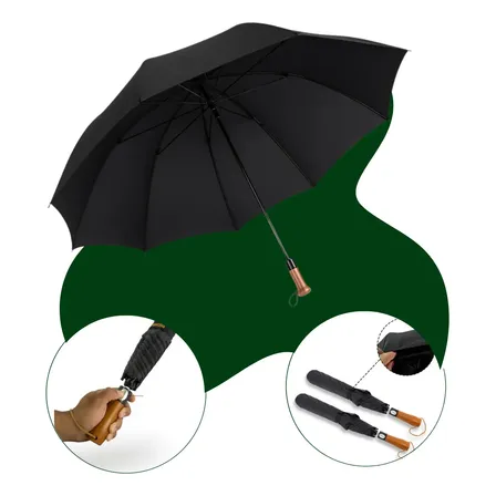 Guarda Chuva Automático Reforçado Grande Proteção Solar Uv Preto Liso