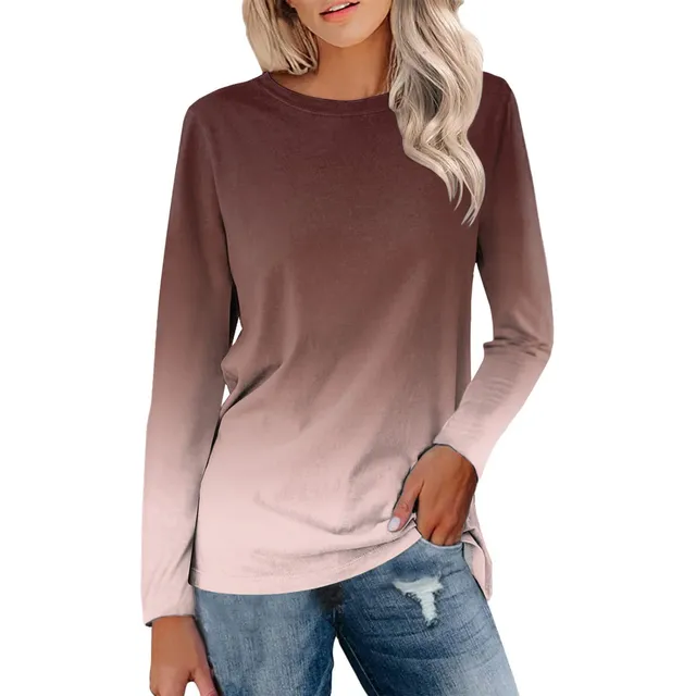 Sudadera Manga Larga Para Mujer Bloque Color Cuello Redondo