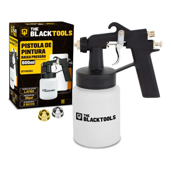 Pistola De Pintura Ar Direto Com Copo 600ml Baixa Pressão Btpn350 The Black Tools