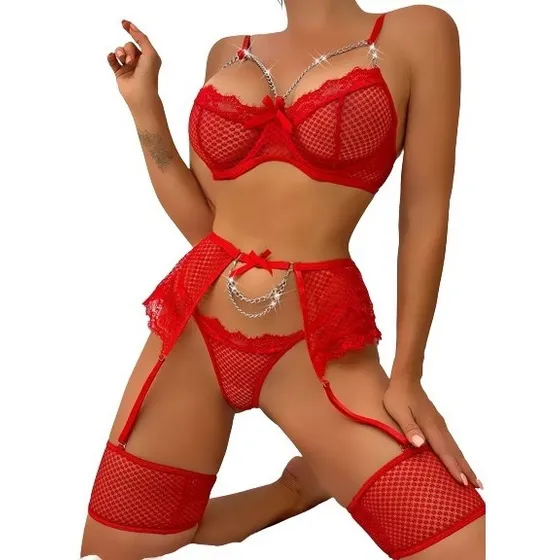 Conjunto Lenceria Malla