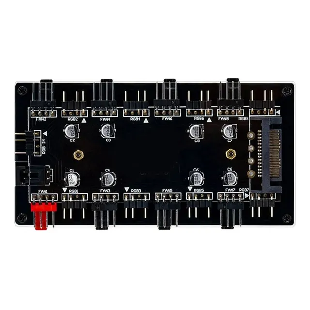 Hub 1 A 8 4pin Ventiladores Argb 5v 3pin Acrílico Sata Molex