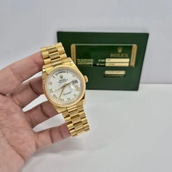 Rolex Day-date Presidente Yellow Gold 36mm Completo Dourado Dourado Branco