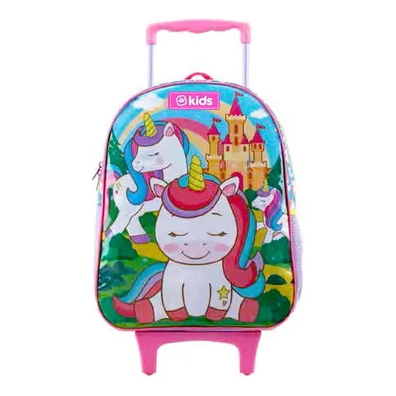 Mochilas Infantiles Niña Escolar Carro Unicornios Arpelli Color Rosa Diseño De La Tela Estampada