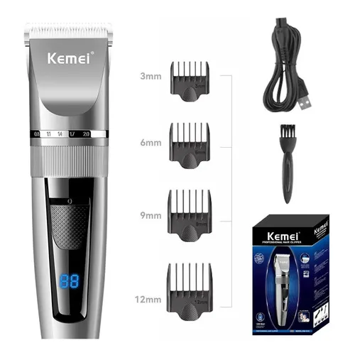 Maquina De Cortar Pelo yvBarba Hair Clipper Kemei Km-5519 Color Plateado