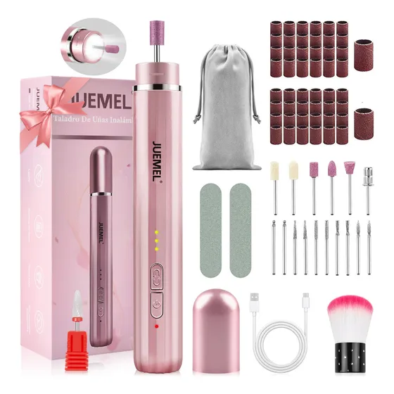 Esmeril Taladro Pulidor De Uñas Inalámbrico Recargable, Drill Uñas Duradero Bajo Nivel De Ruido Con Función Reversa Juemel Para Acrilicas, Gel Y Rusia Manicura
