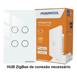 Interruptor Inteligente Zigbee Novadigital 4 Teclas BotÔes Touch Alexa Google Tuya Smart Life 127/220v Branco Interruptor Inteligente Zigbee Novadigital 4 Teclas BotÔes Touch Alexa Google Tuya Smart Life 127/220v Branco