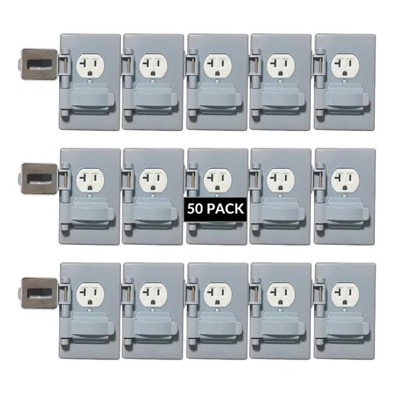 Contacto Doble 20a Color Blanco Con Tapa Intemperie 50 Pack