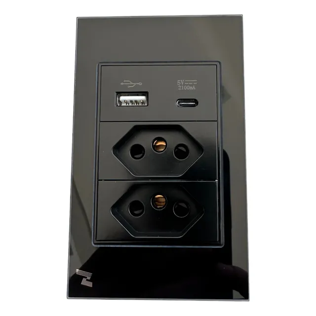Tomada De Embutir 2 Tomadas Usb + Usb-c Sem Wi-fi