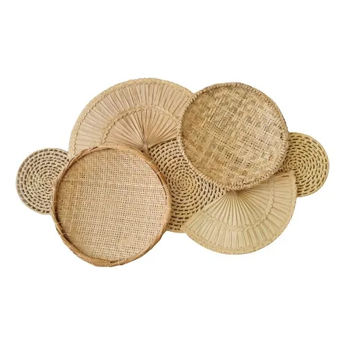 Kit Peneiras Palha Decoração Parede Boho Praia