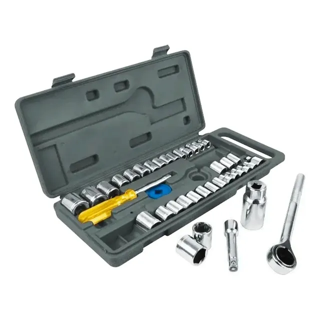 Juego Autocle 40 Pzas High Power Dados Herramientas Mecanica Color Gris