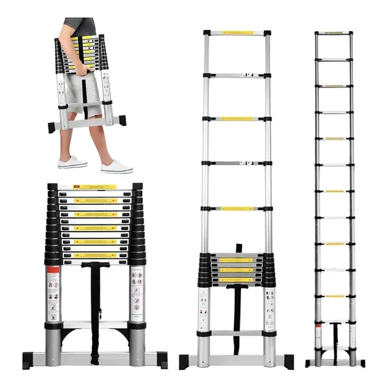 Escalera Telescópica Portátil Ajustable Estable 3.8mts Hogar
