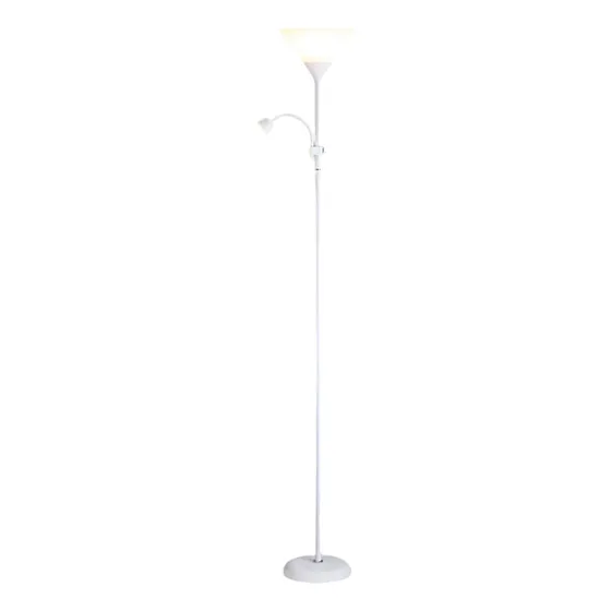 Lámpara De Pie Doble Pantalla - Minimalista-tono Calido Estructura Blanco Pantalla Blanco
