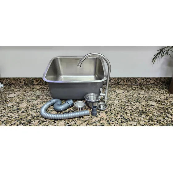 Lavaplatos Shakura Sus 304 Acero 39x45x21 Cm Con Accesorios