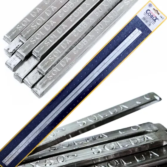 02 Barras Solda Estanho Vareta Verga 50x50 Aprox. 130g Cobix