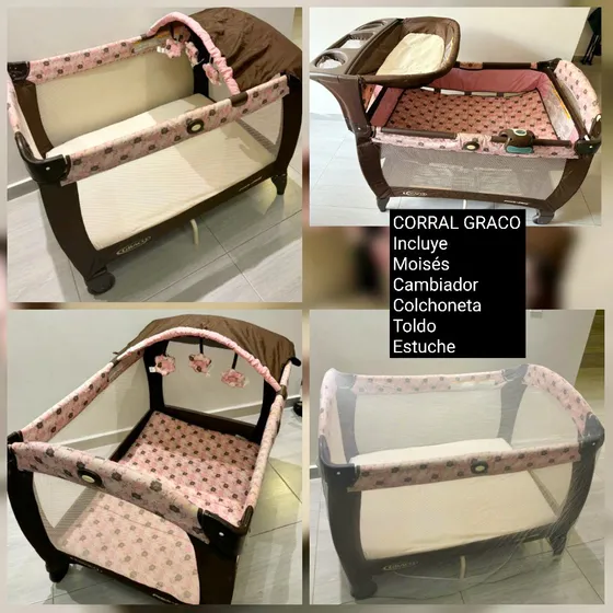 Cuna Corral Graco Para Bebés Pack N Play 3 En 1 Rosa/café