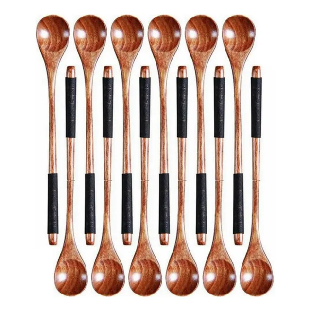 12×cuchara Madera Mango Largo Para Té Café, Etc. 12 Pzs.