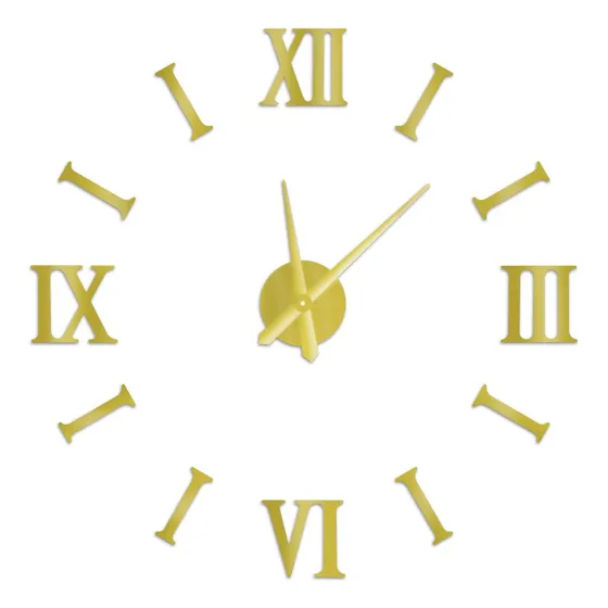Reloj Números Romanos 3d Diy Utilisimo Pared Sala Grande Estructura Dorado