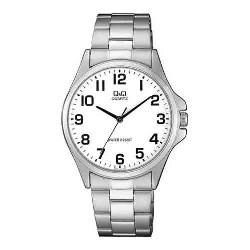 Reloj Q&q Malla De Acero Plata Qa06j204y Esfera Blanca Febo Color De La Correa Plateado Color Del Fondo Blanco