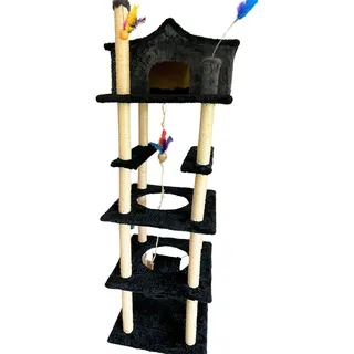 Arranhador Casa C/ Rede Para Gatos Torre 4 Andares Preto Arranhador Casa C/ Rede Para Gatos Torre 4 Andares Preto