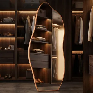Rb Global Trading Espelho Decorativo Grande Corpo Inteiro Moldura Couro 170x70