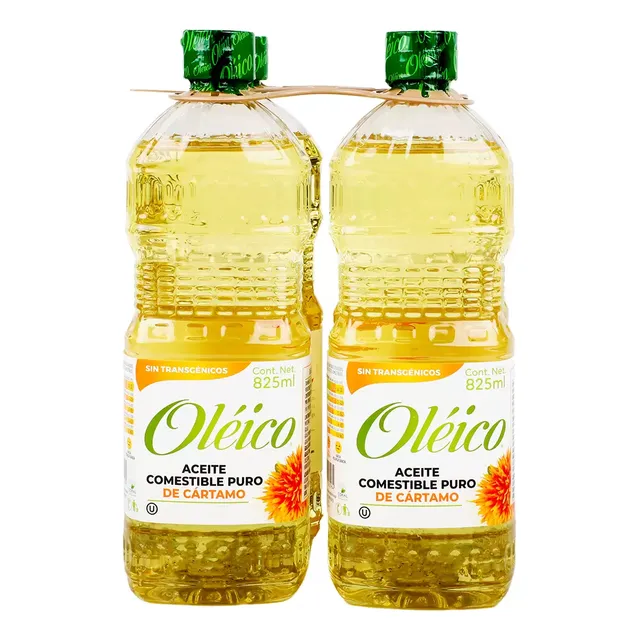 Oléico Aceite Comestible Puro De Cártamo 4 Pzas De 825 Ml
