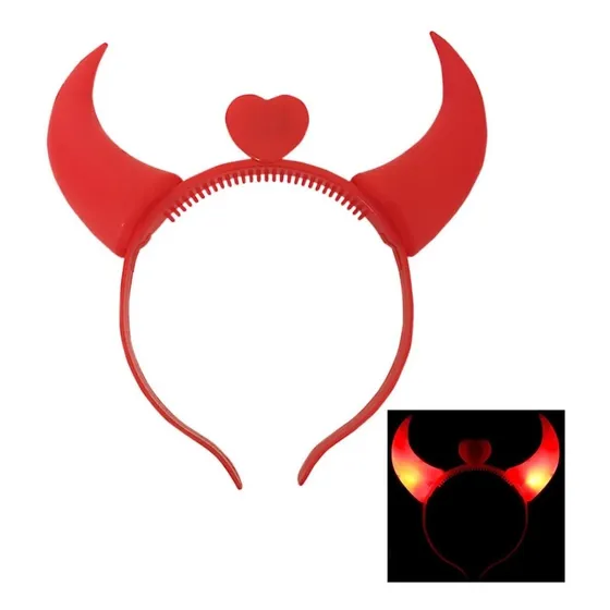 10 Vinchas Diablo Rojas  Led Cotillon Luminoso, Fiesta