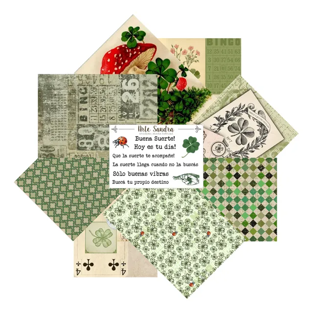 Kit Láminas+stickers Para Scrap/journaling - Buena Fortuna