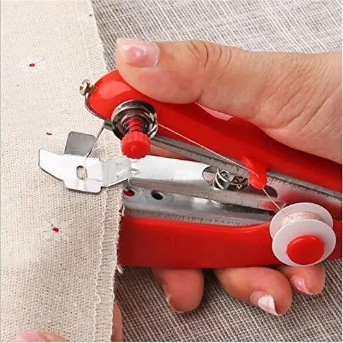 1 Maquina Coser Roja Cabl Ropa Mano Util Portatil