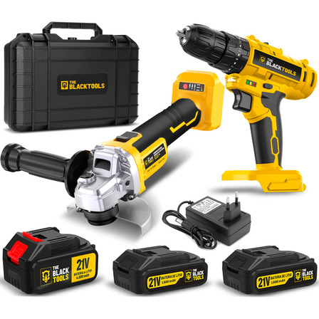 Esmerilhadeira Angular A Bateria 21v Com Parafusadeira Furadeira De Impacto 2 Baterias E Acessórios The Black Tools Esmerilhadeira Angular A Bateria 21v Com Parafusadeira Furadeira De Impacto 2 Baterias E Acessórios The Black Tools