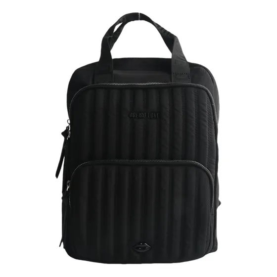 Mochila Cartera Oreiro Love Mujer Acolchado Bolsillo Frontal Color Negro Diseño De La Tela Liso