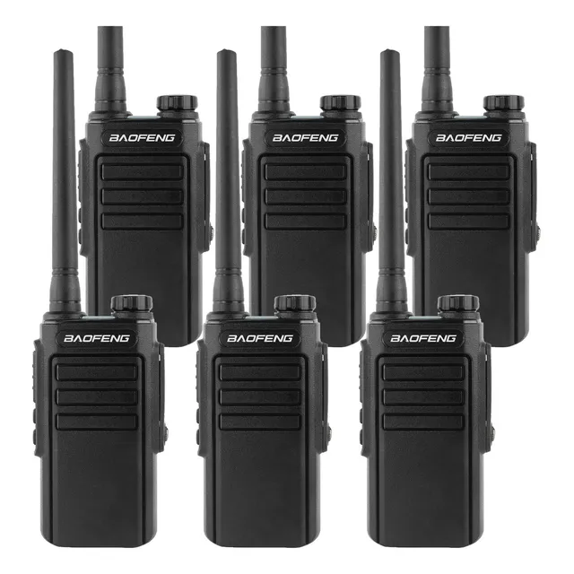 6 Radios Baofeng Walkie Talkies Mp31 Uhf Con Manos Libres Color Negro