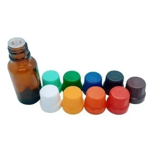 Vidro Ambar 5ml Com Batoque Gotejador E Tampa Lacre (50 Un)