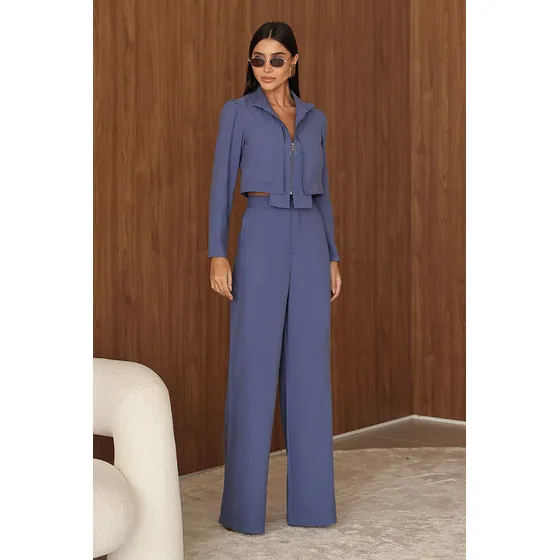 Conjunto Dot Clothing Calça E Casaqueto Azul