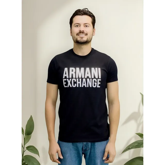 Playera Armani Exchange Negro / Plata Mod. 7vztha Zje6z