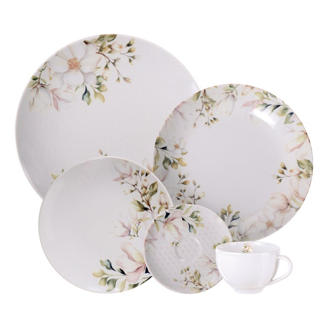 Aparelho De Jantar Magnólia Em Porcelana Decorada 20 Peças Tramontina Aparelho De Jantar Magnólia Em Porcelana Decorada 20 Peças Tramontina